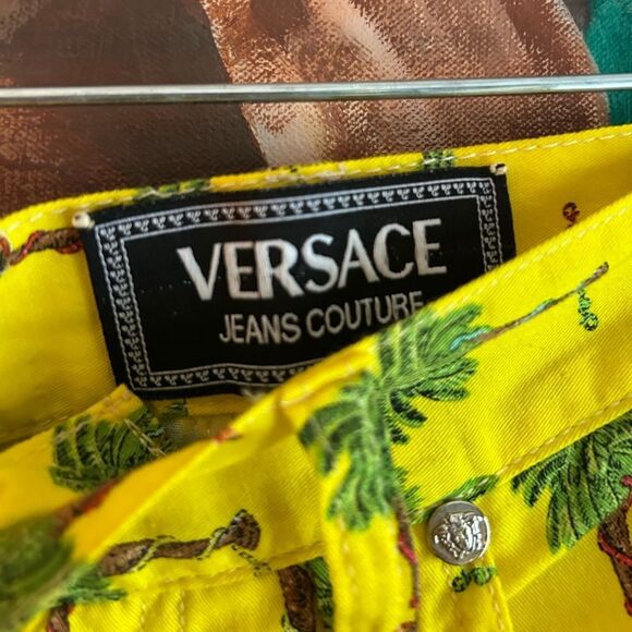 Vintage 90s Versace Jeans Couture Palm Tree Garden Of Eden Snakes jeans - Picture 4 of 16